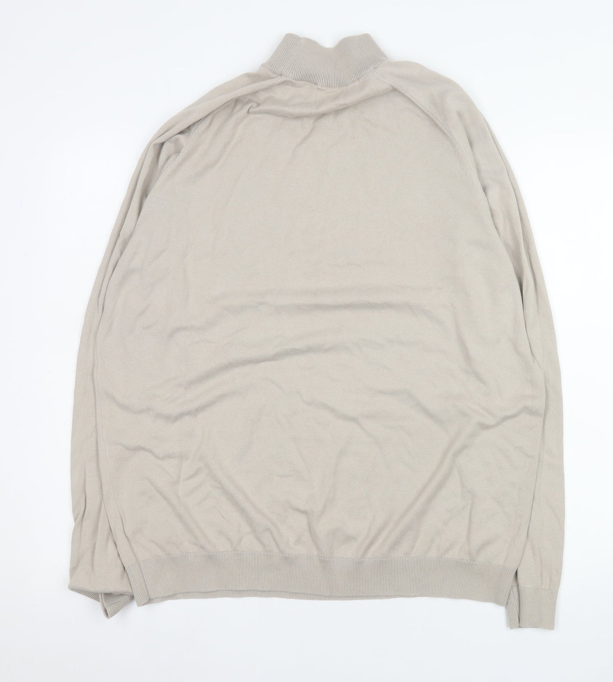 Next Men’s Beige Mock Neck Cotton Blend Jumper XL