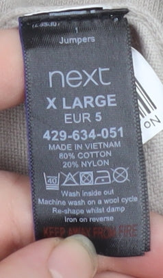 Next Men’s Beige Mock Neck Cotton Blend Jumper XL