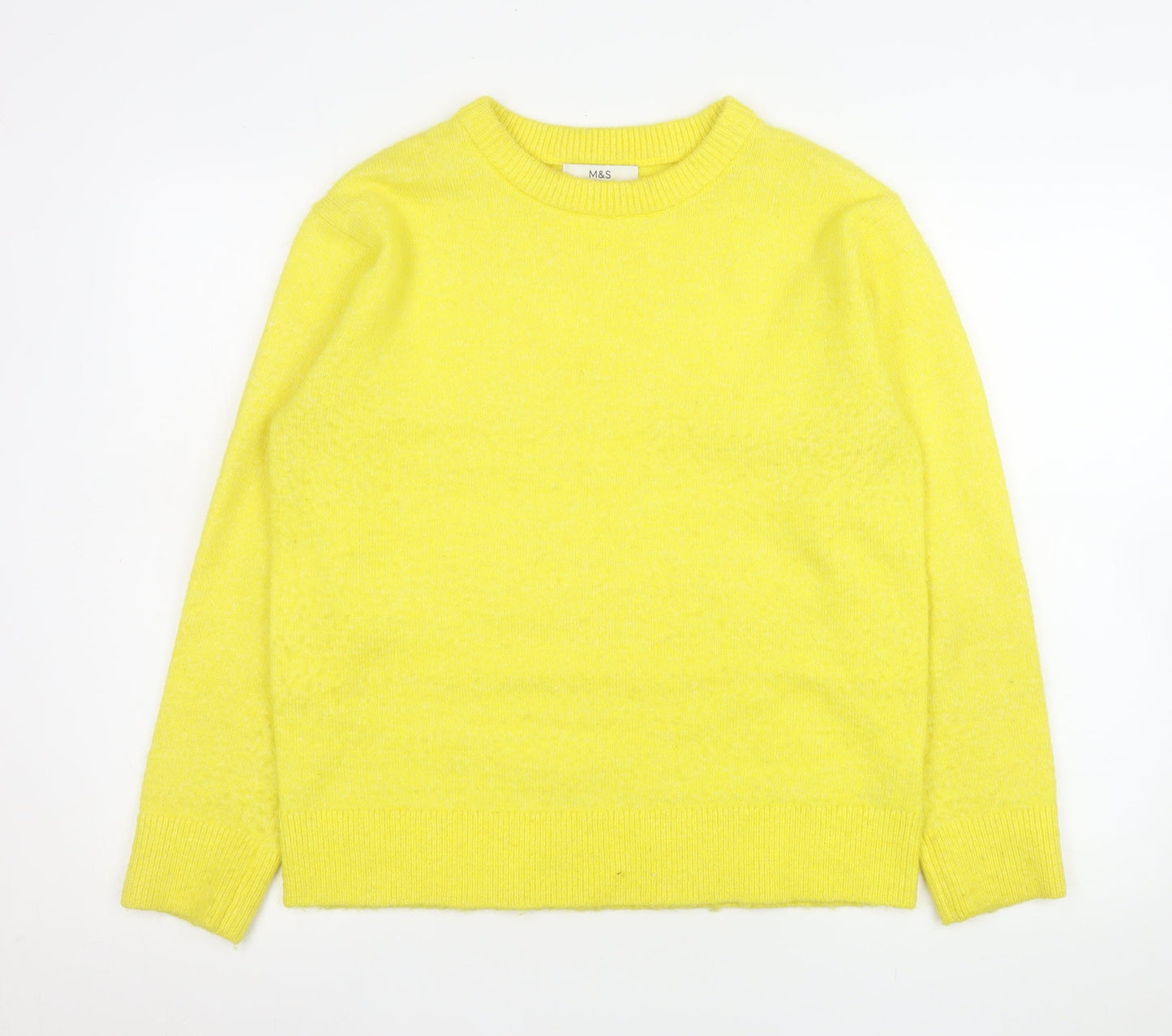 Marks and Spencer Women's Yellow Crew Neck Pullover Jumper Size S