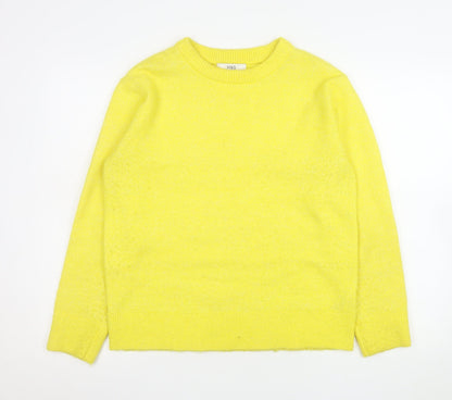 Marks and Spencer Women's Yellow Crew Neck Pullover Jumper Size S