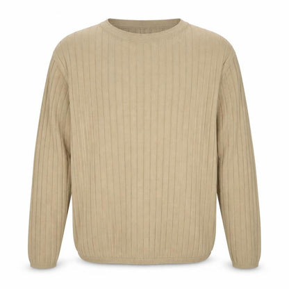 Cedarwood State Men's Beige 2XL Ribbed Crew Neck Cotton Blend Jumper