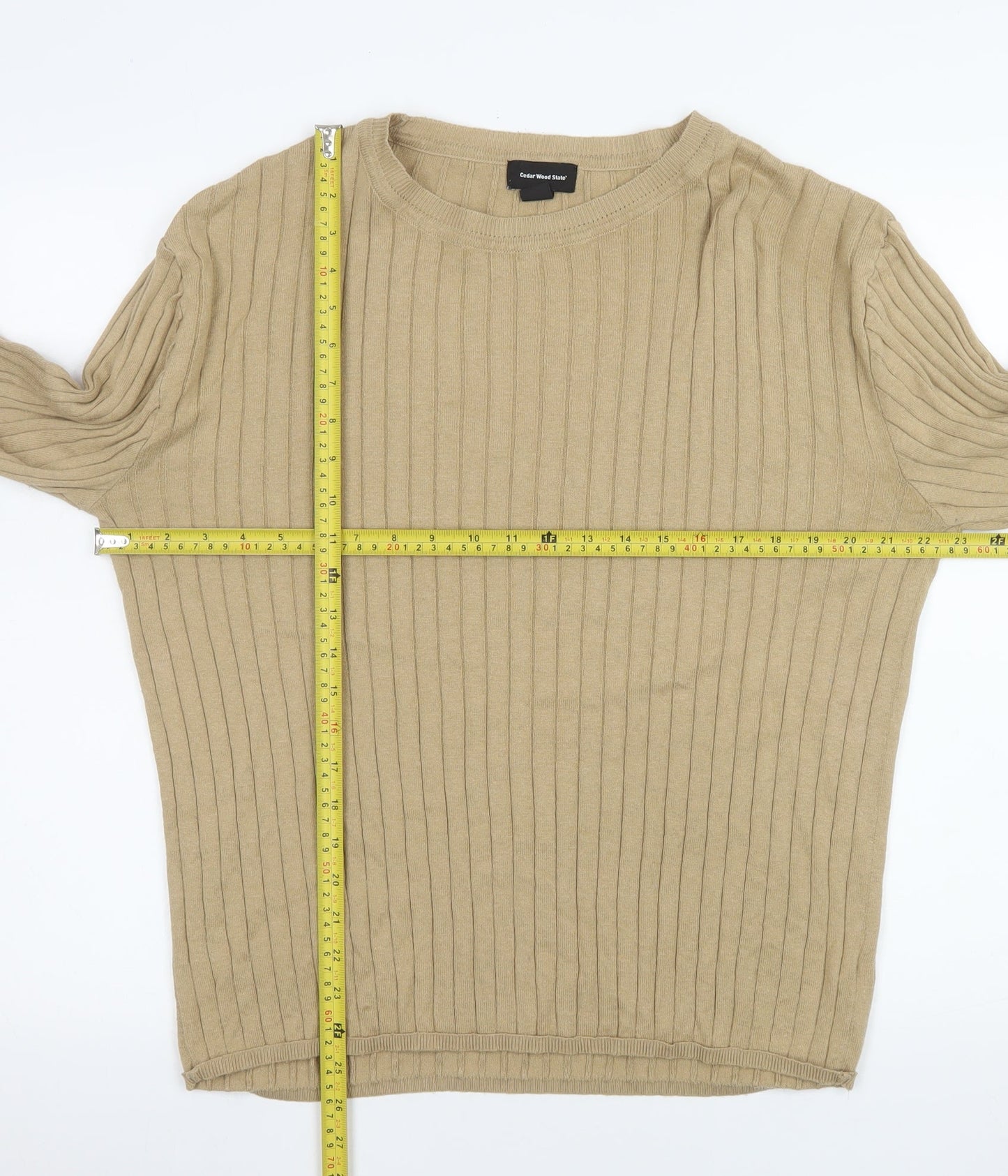 Mens UK Size 2XL Cedar Wood State Beige Pullover Jumper