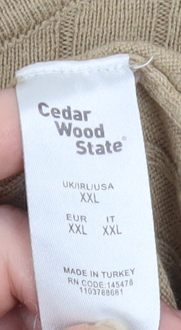 Mens UK Size 2XL Cedar Wood State Beige Pullover Jumper