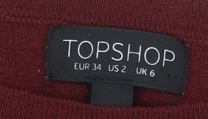 Womens UK Size 6 Topshop Red Pullover Jumper
