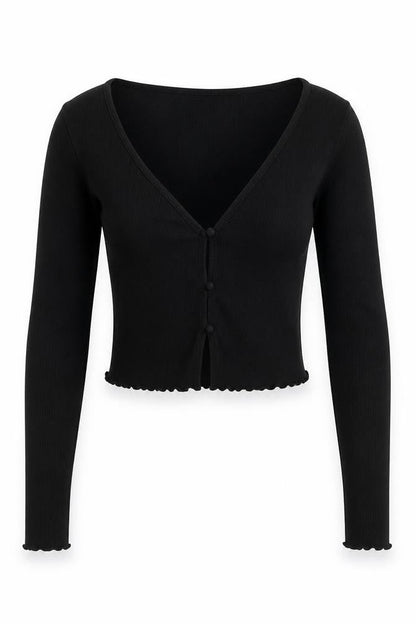 Womens UK Size S H&M Black Cropped Button-Up