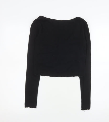 Womens UK Size S H&M Black Cropped Button-Up
