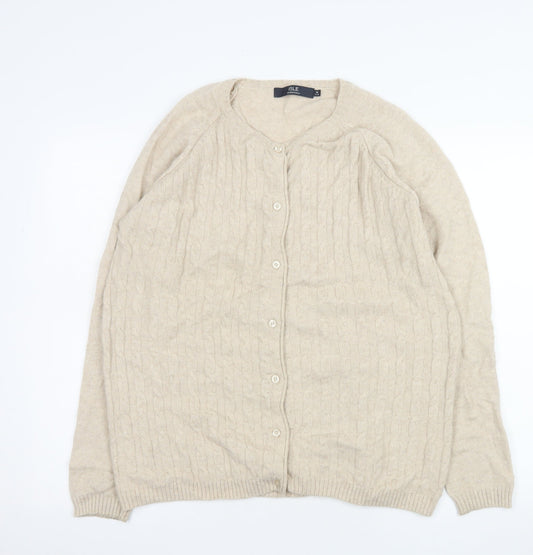Womens UK Size 14-16 ISLE Beige Cardigan Jumper