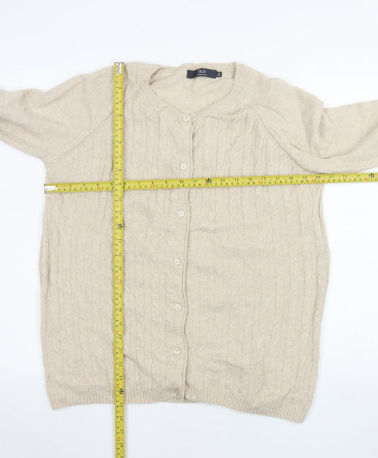 Womens UK Size 14-16 ISLE Beige Cardigan Jumper
