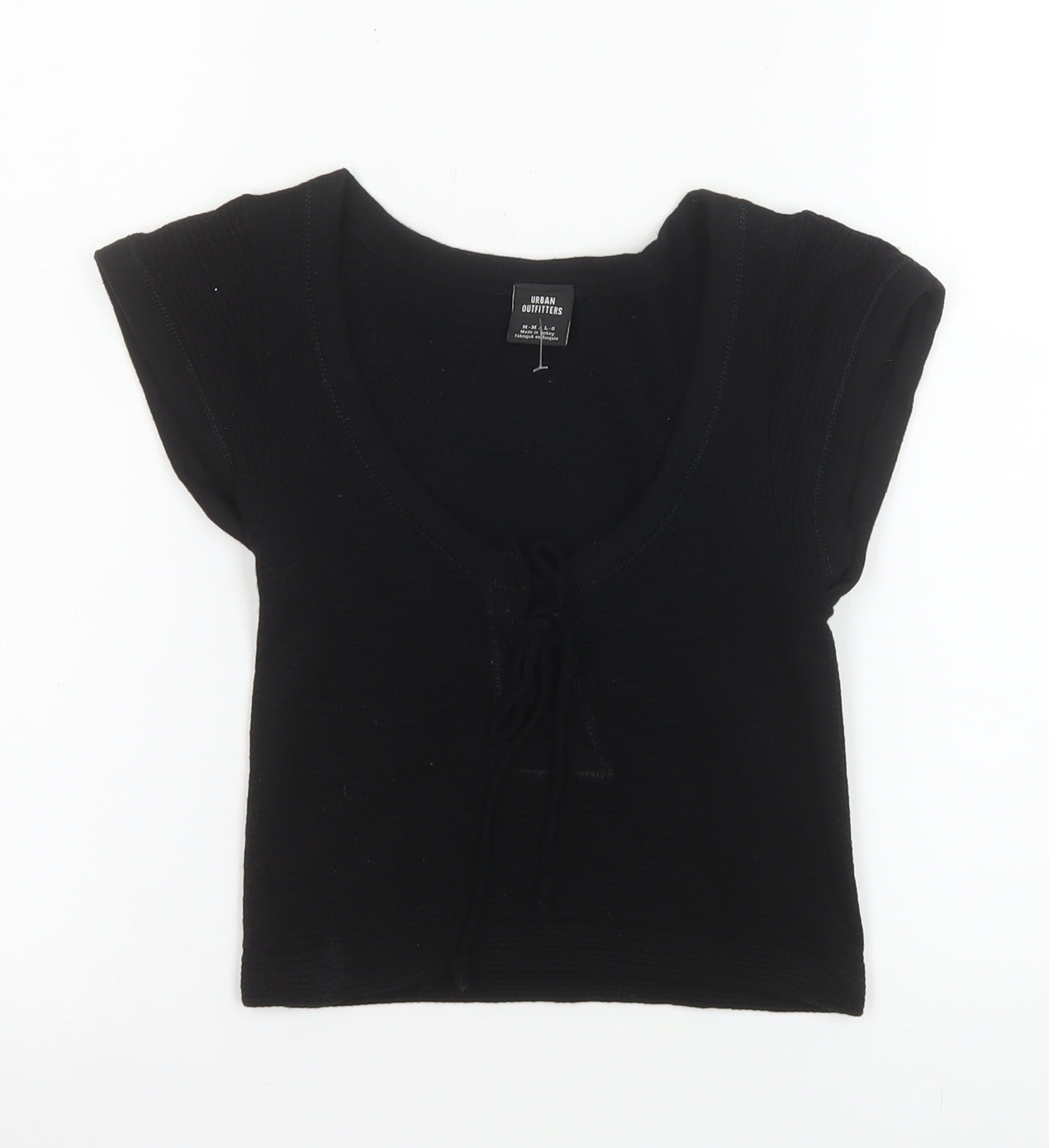 Womens UK Size M Urban Outfitters Black Cropped T-Shirt
