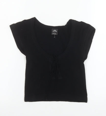 Womens UK Size M Urban Outfitters Black Cropped T-Shirt