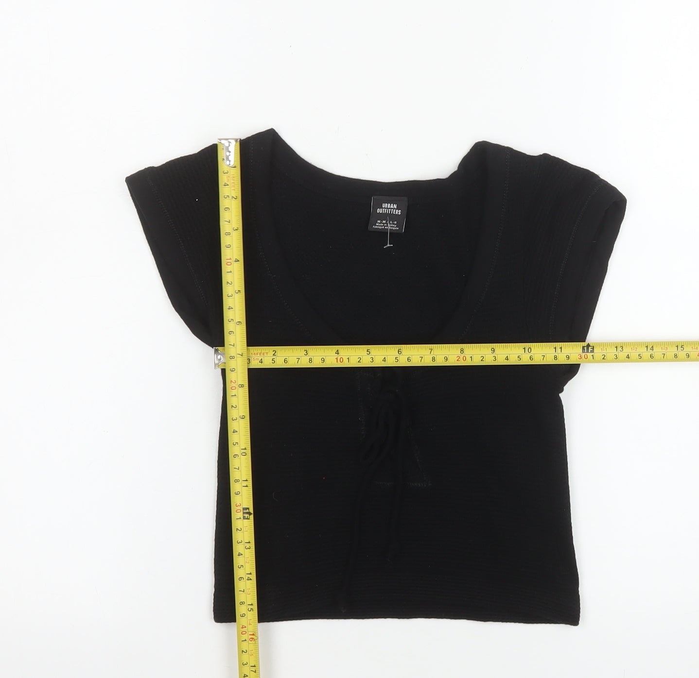 Womens UK Size M Urban Outfitters Black Cropped T-Shirt