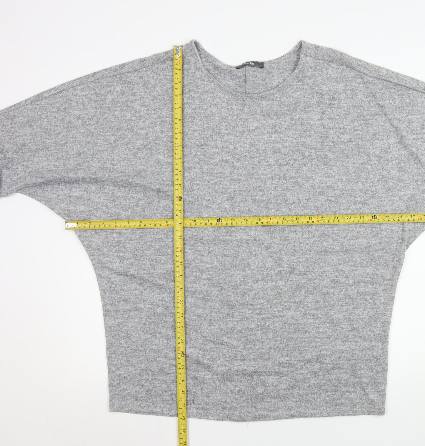 Womens UK Size 12 Studio Grey Basic T-Shirt