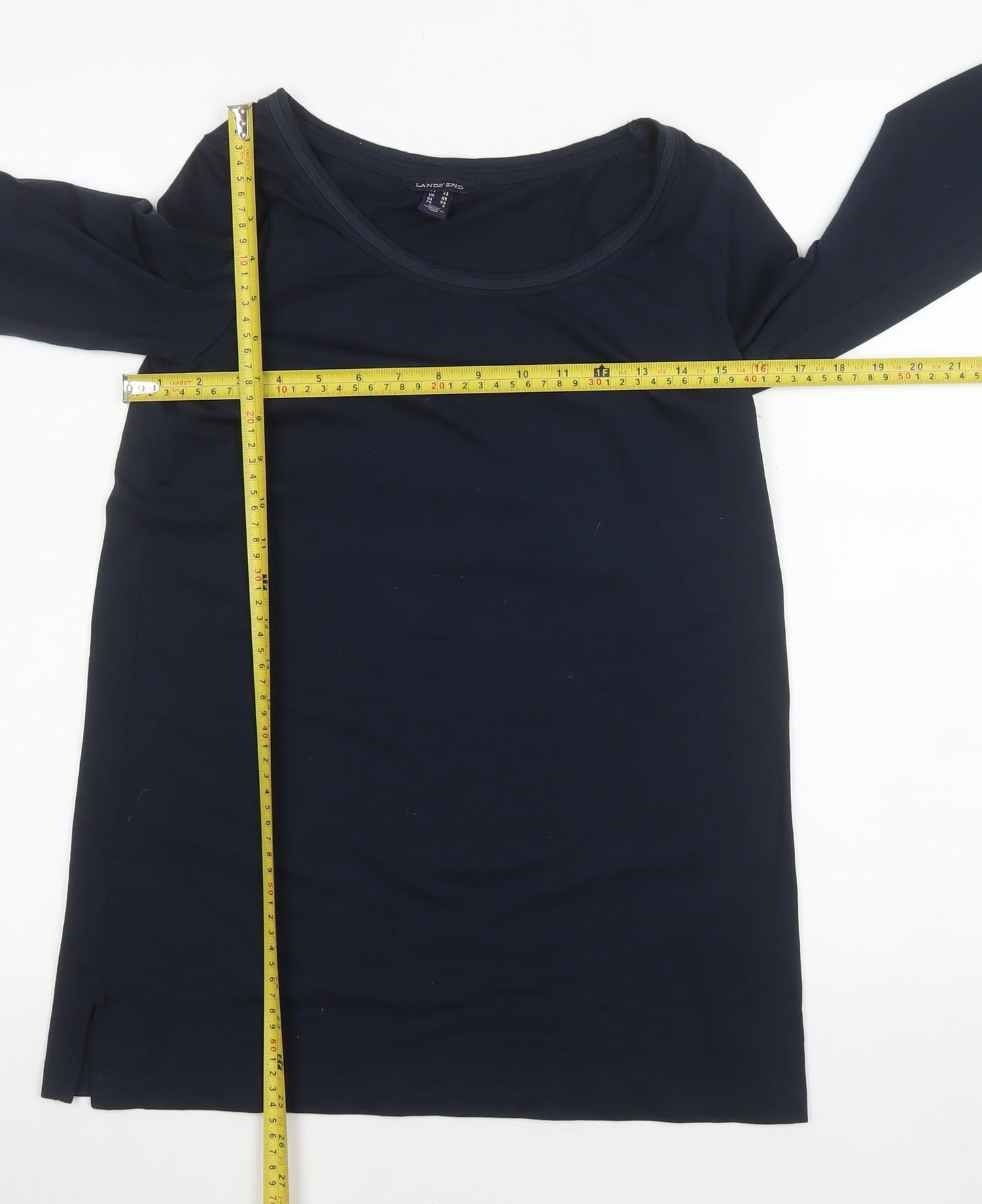 Womens UK Size XS Lands' End Blue Basic T-Shirt