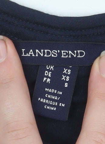 Womens UK Size XS Lands' End Blue Basic T-Shirt