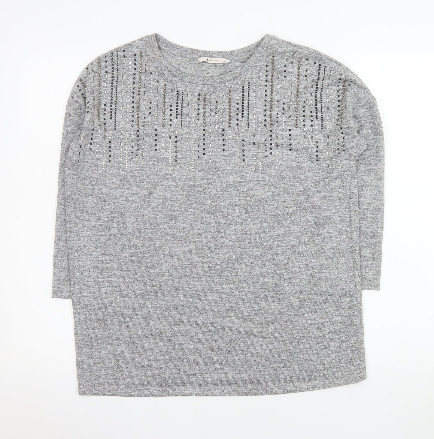 Womens UK Size 10 TU Grey Tunic Blouse