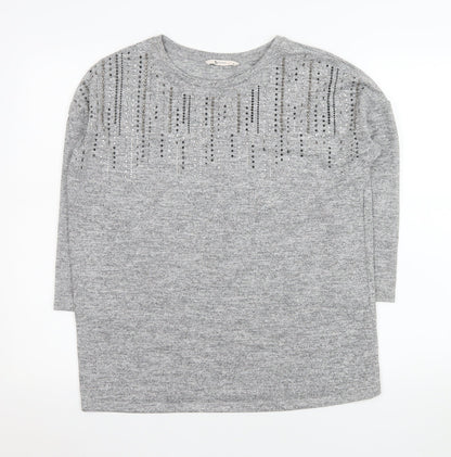Womens UK Size 10 TU Grey Tunic Blouse