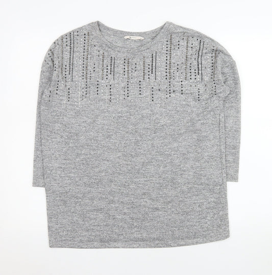 Womens UK Size 10 TU Grey Tunic Blouse