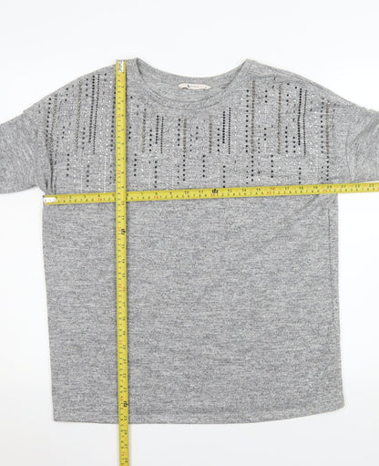 Womens UK Size 10 TU Grey Tunic Blouse