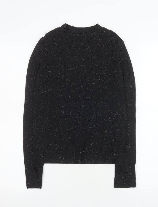 Womens UK Size S Monki Black Basic T-Shirt