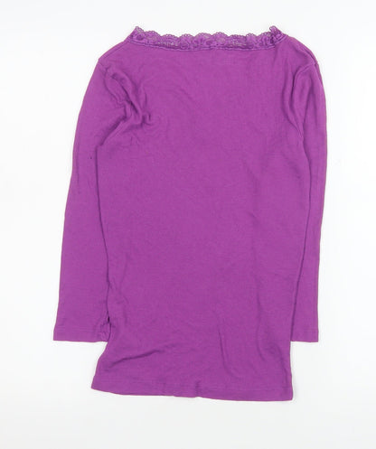 White Stuff Women's Purple Lace V-Neck Long Sleeve Nightshirt S