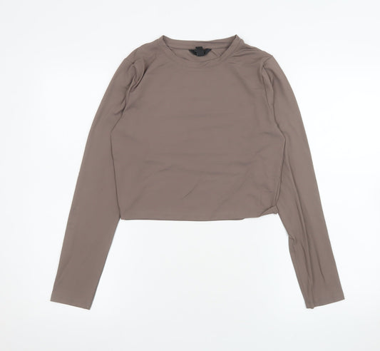 New Look Girls Brown Cropped Long Sleeve Jersey T-Shirt Age 14-15