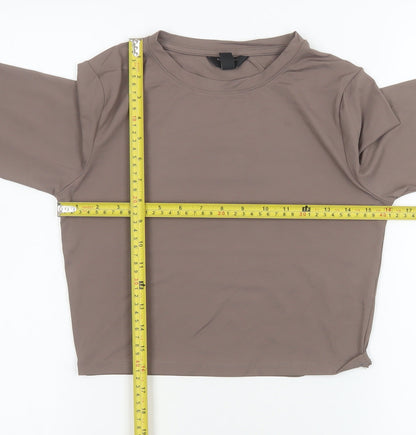 New Look Girls Brown Cropped Long Sleeve Jersey T-Shirt Age 14-15