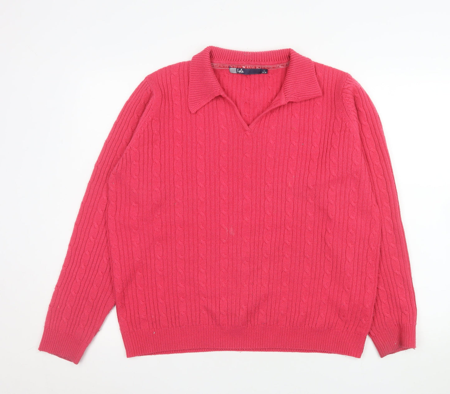 Womens UK Size L Isle Pink Pullover Jumper