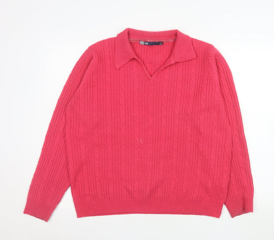 Womens UK Size L Isle Pink Pullover Jumper