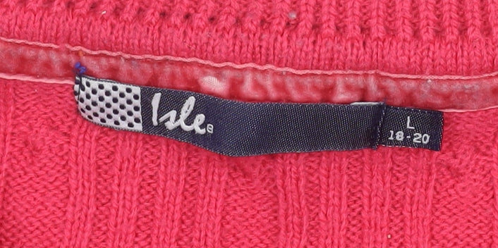 Womens UK Size L Isle Pink Pullover Jumper