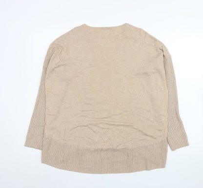 Marks and Spencer Women Beige Long Sleeve Pullover Jumper UK 14