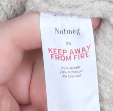 Nutmeg Women's Beige Roll Neck Long Sleeve Pullover Jumper Size 20
