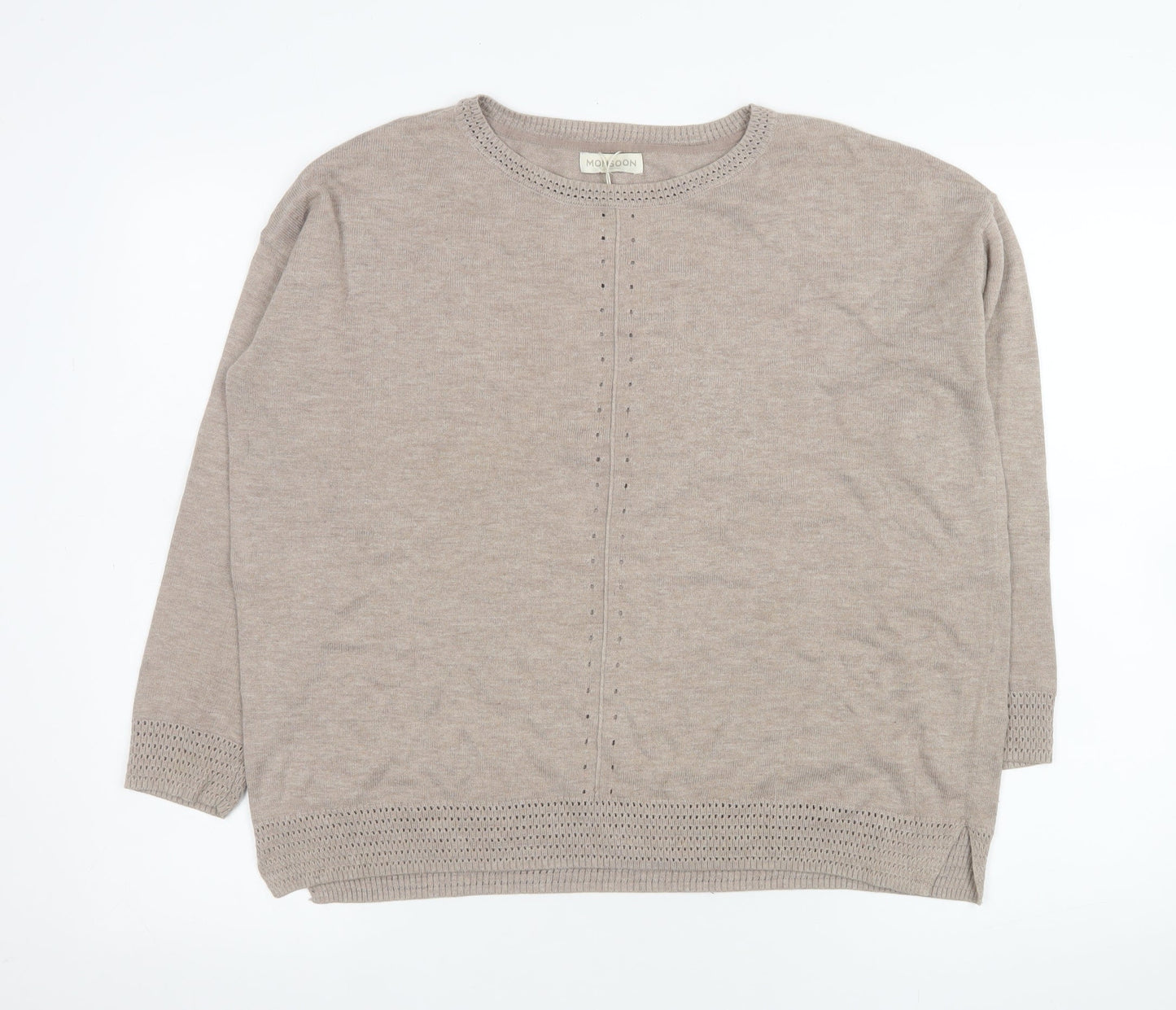 Womens UK Size M Monsoon Beige Pullover Jumper