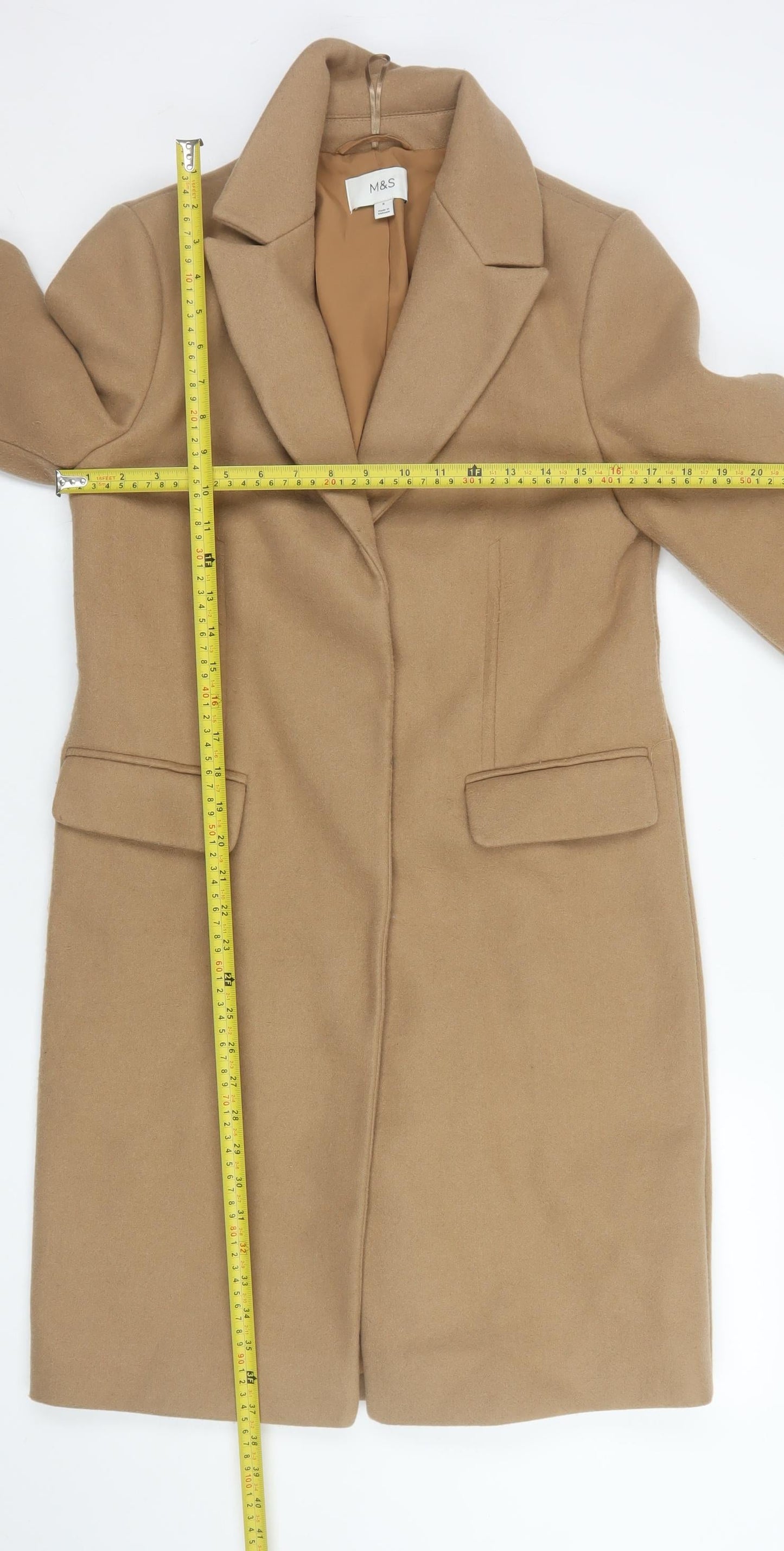 Womens UK Size 8 Marks and Spencer Beige Overcoat