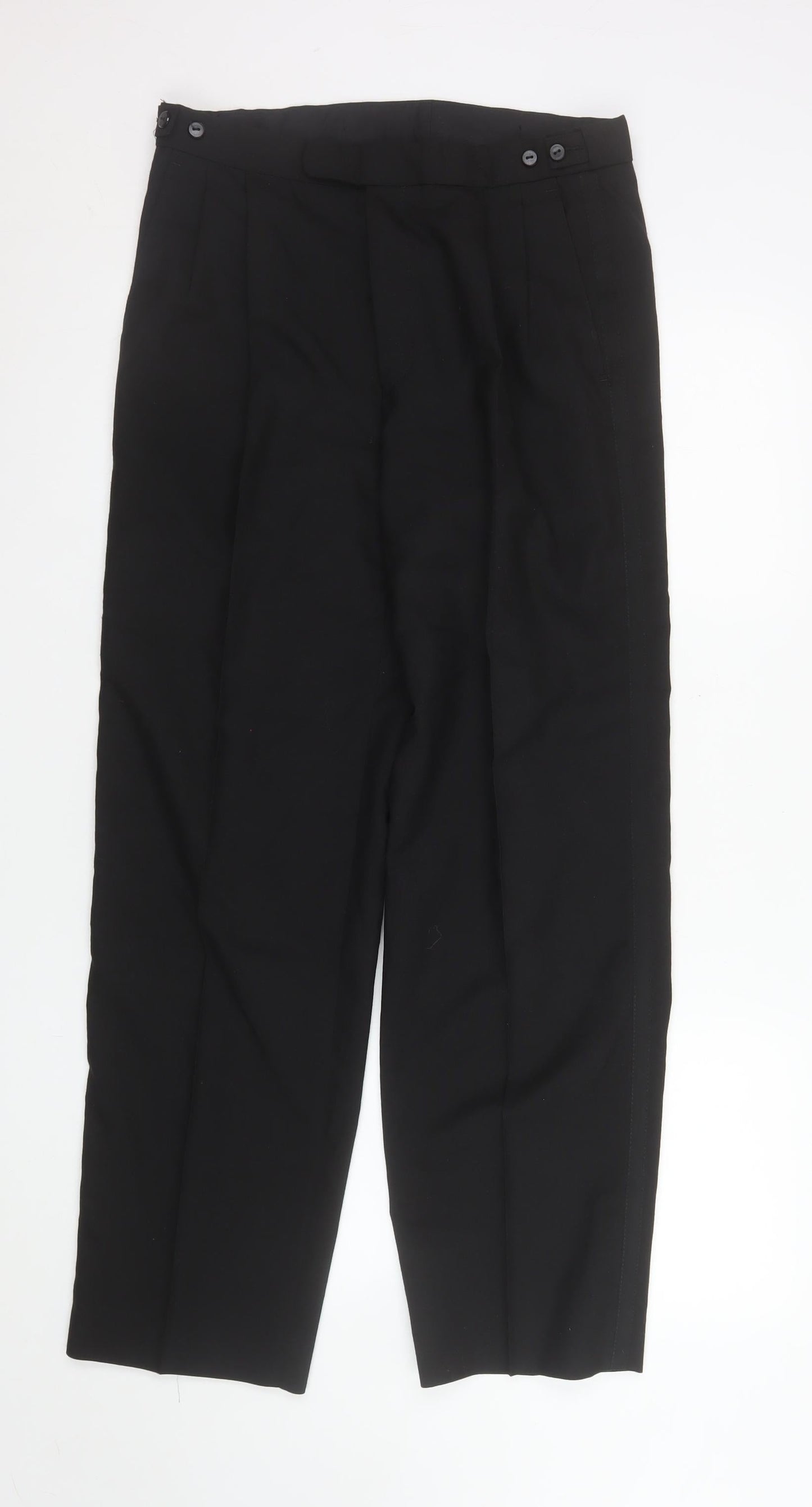 Mens UK Size M Marks and Spencer Regular Fit Dress Pants Black Trousers