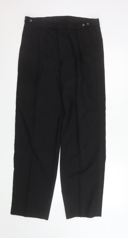 Mens UK Size M Marks and Spencer Regular Fit Dress Pants Black Trousers