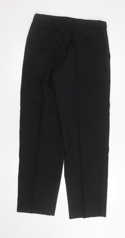 Mens UK Size M Marks and Spencer Regular Fit Dress Pants Black Trousers