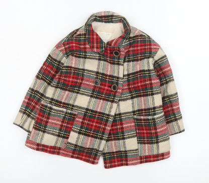 Zara Baby Unisex Multicoloured Check Wool Blend Pea Coat 18-24 Months
