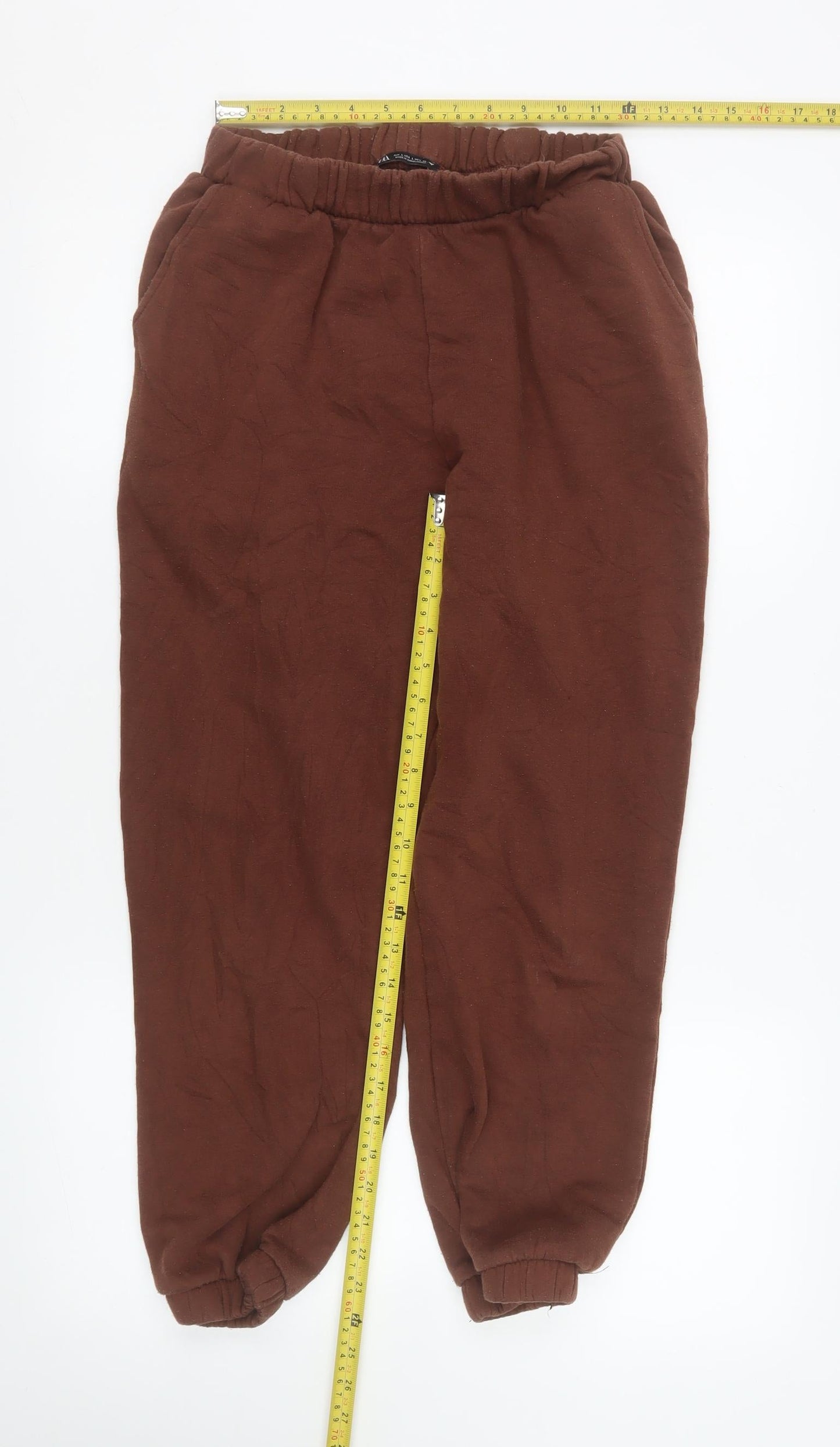 Womens UK Size L Zara Relaxed Fit Jogger Brown Trousers