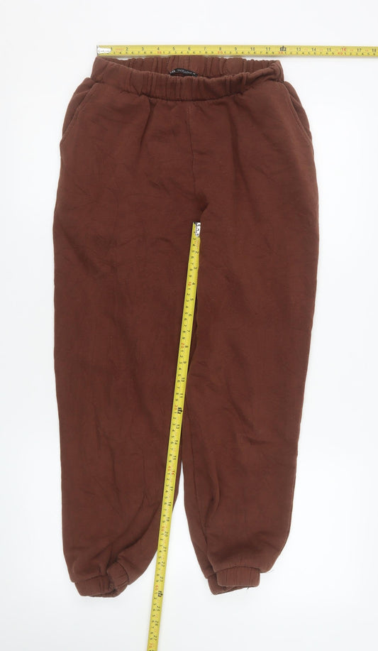 Womens UK Size L Zara Relaxed Fit Jogger Brown Trousers