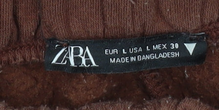 Womens UK Size L Zara Relaxed Fit Jogger Brown Trousers