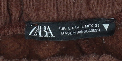 Womens UK Size L Zara Relaxed Fit Jogger Brown Trousers