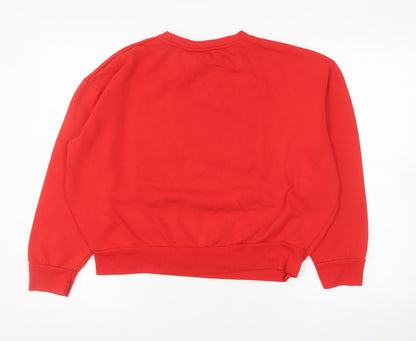 Womens UK Size M Elves Behavin' Badly Red Pullover Sweatshirt