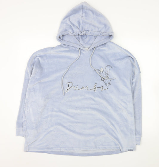 Womens UK Size 12-14 Disney Blue Pullover Hoodie