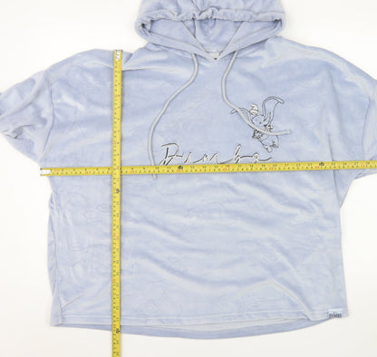 Womens UK Size 12-14 Disney Blue Pullover Hoodie