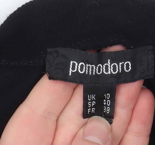 Womens UK Size 10 Pomodoro Black Wrap Blouse