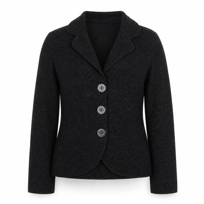East Women Black Wool Suit Jacket Size 12 Single Breasted
