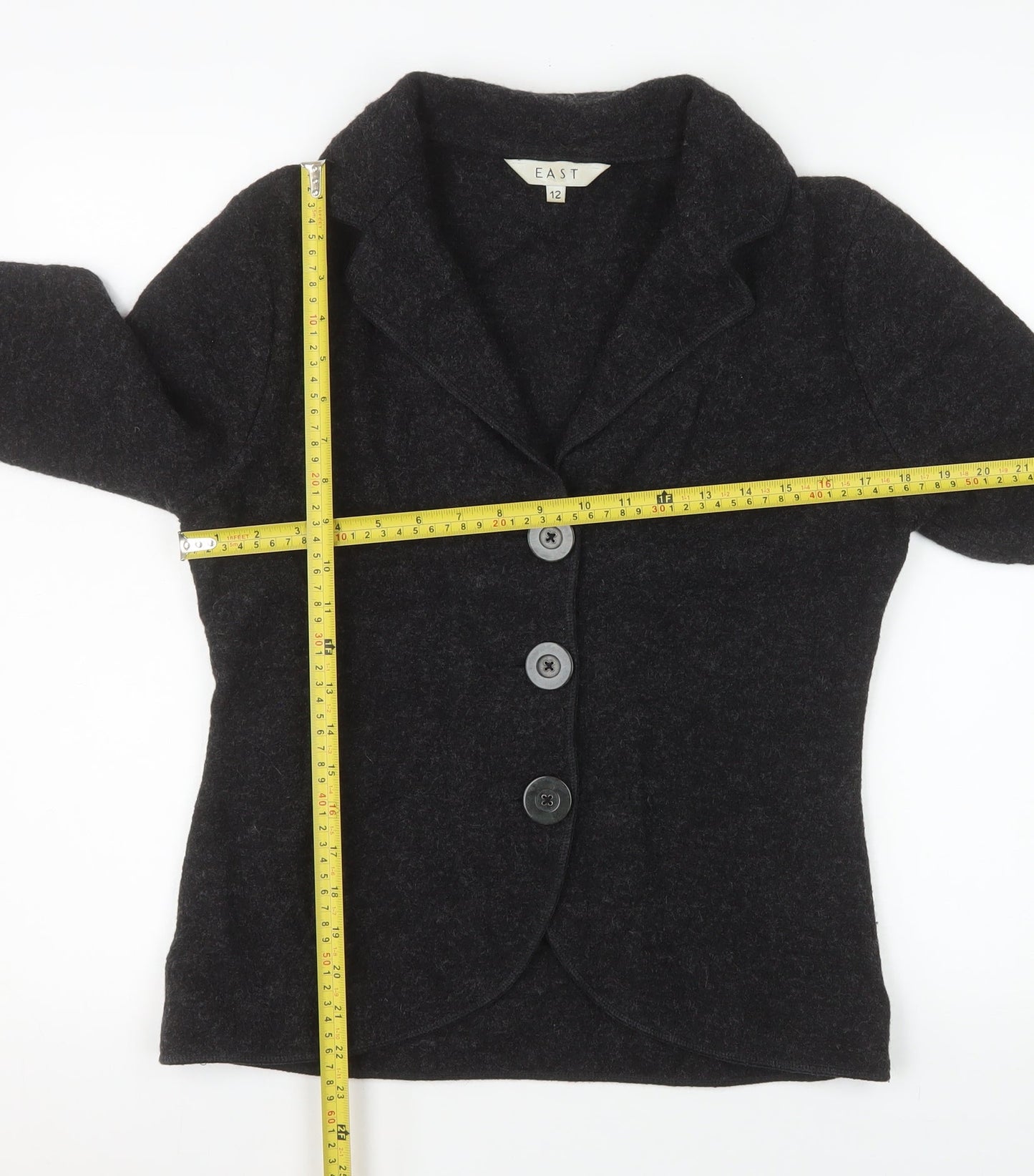 Womens UK Size 12 EAST Regular Black Suit Jacket