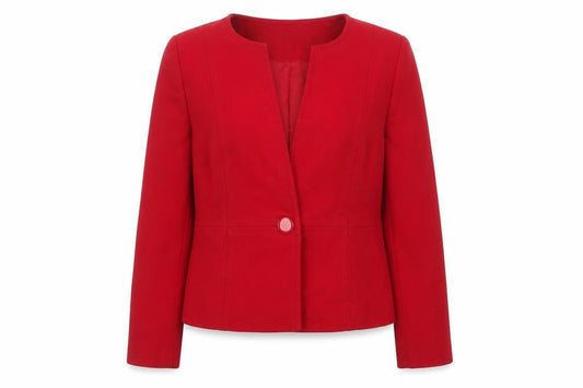 Country Casuals Petite Red One-Button Suit Jacket Size 10 Womens Classic Fit