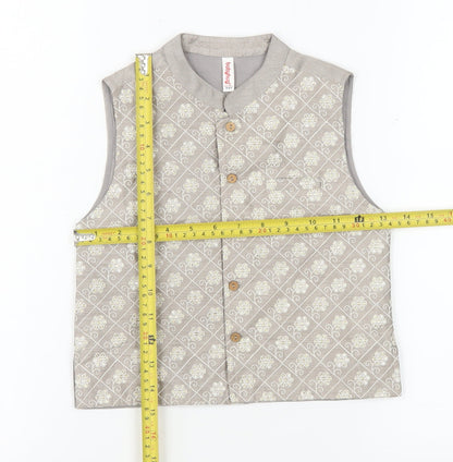 Babyhug Boys Grey Printed Polyester Waistcoat 3-4 Years Formal Traditional