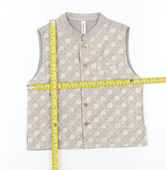 Babyhug Boys Grey Printed Polyester Waistcoat 3-4 Years Formal Traditional